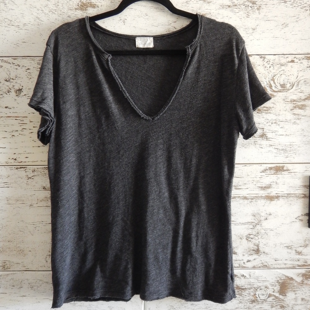Gray Raw Edge T-Shirt